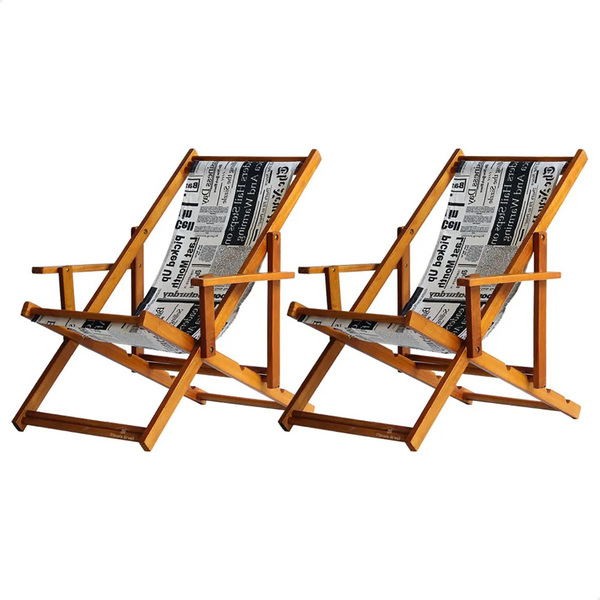 Kit 2 Espreguiçadeiras Preguiçosa Dobrável Envernizada Mel Em