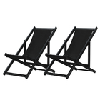 Kit 2 Espreguiçadeiras Preguiçosa Dobrável Sem Braço Black Em