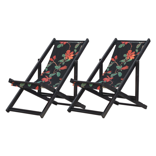 Kit 2 Espreguiçadeiras Preguiçosa Dobrável Sem Braço Black Em