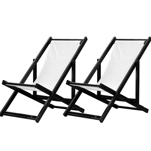 Kit 2 Espreguiçadeiras Preguiçosa Dobrável Sem Braço Black Em