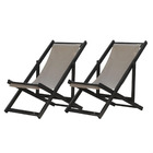 Kit 2 Espreguiçadeiras Preguiçosa Dobrável Sem Braço Black Em