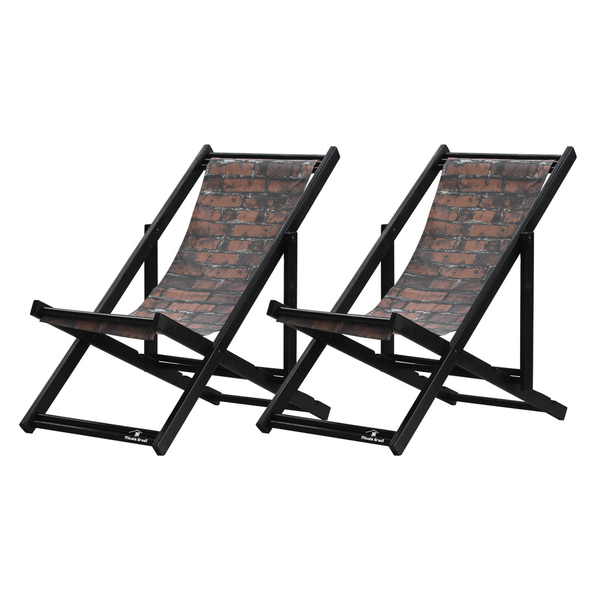 Kit 2 Espreguiçadeiras Preguiçosa Dobrável Sem Braço Black Em