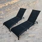 Kit 2 Espreguiçadeiras Reclinável Elegance Preta