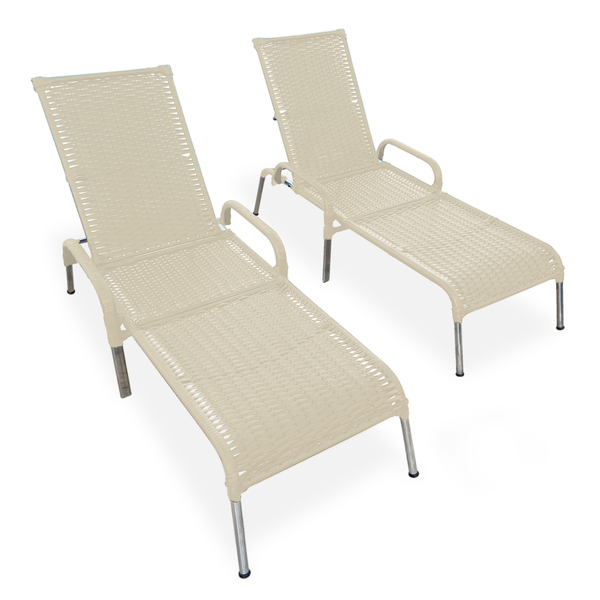 Kit 2 Espreguiçadeiras Reguláveis Madrid P/ Piscina E Jardim