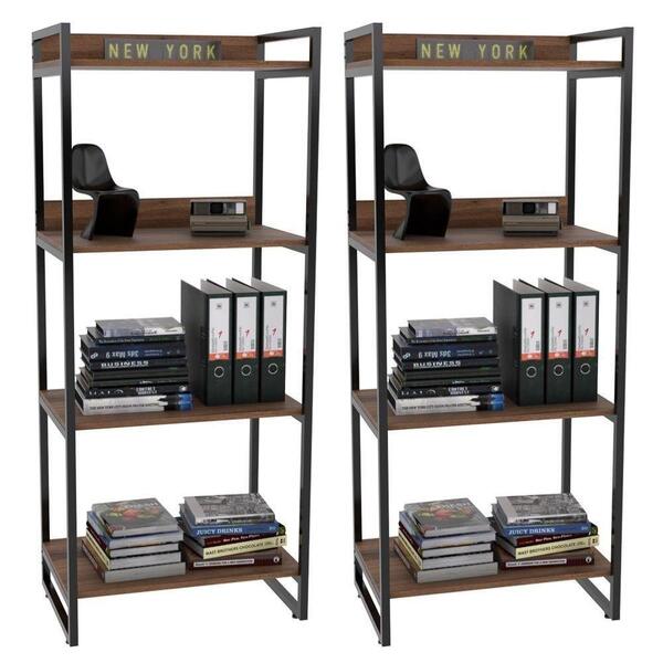 Kit 2 Estante Livreiro Prisma Estilo Industrial 60cm 4 Pratel