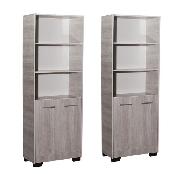 Kit 2 Estante Para Livros Livreiro Giovana Natural Com Porta