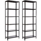 Kit 2 Estantes Aço Multiuso Preta 6 Prateleiras Reforçadas At