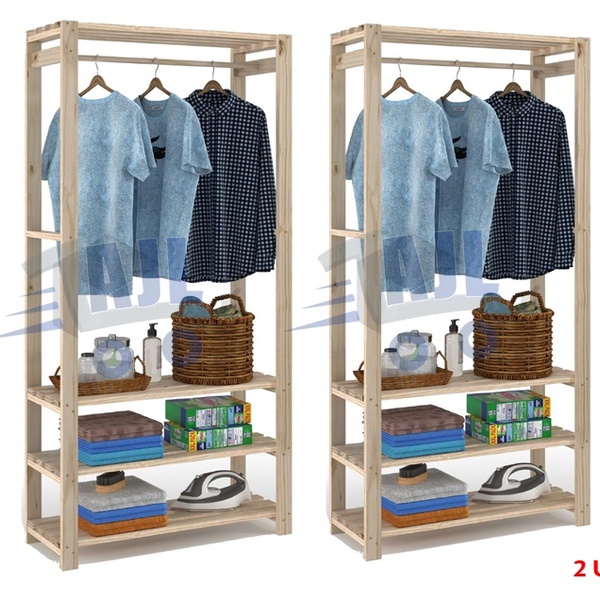 Kit 2 Estantes Cabideiro Organizador  Decorativa Rustica Vint