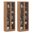 Kit 2 Estantes Escritório 2 Portas De Vidro 4 Prateleiras Can