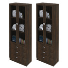 Kit 2 Estantes Escritório Office 2 Portas De Vidro 3 Gavetas