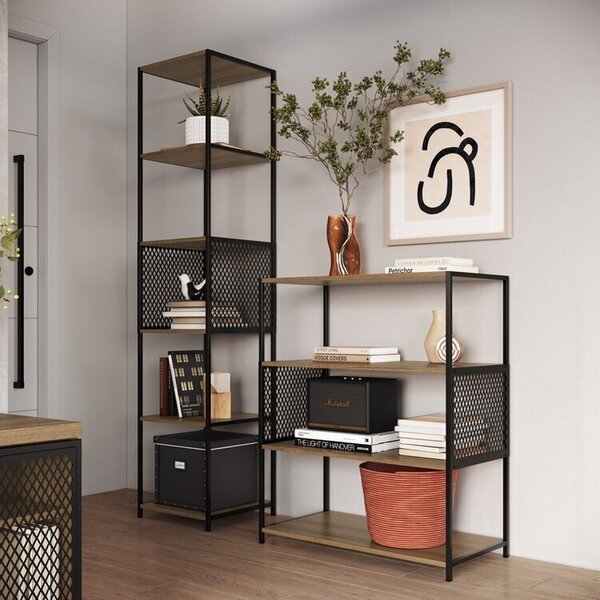 Kit 2 Estantes Industrial Telada Preto / Mel