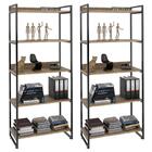 Kit 2 Estantes Livreiro 80cm 5 Prateleiras Carvalho