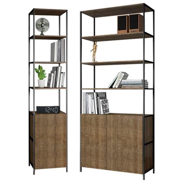 Kit 2 Estantes Livreiros Estilo Industrial Steel Quadra Vermo