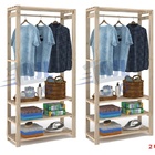 Kit 2 Estantes Madeira Pinus C/ 3 Prateleiras Roupa