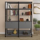 Kit 2 Estantes Multiuso Alta 4 Prateleiras 1 Porta 166cmx126c