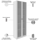 Kit 2 Estantes Para Escritório 2 Portas De Vidro 4 Prateleira