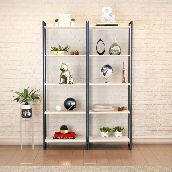 Kit 2 Estantes Para Livros Altas Industrial Aço 5 Prateleiras