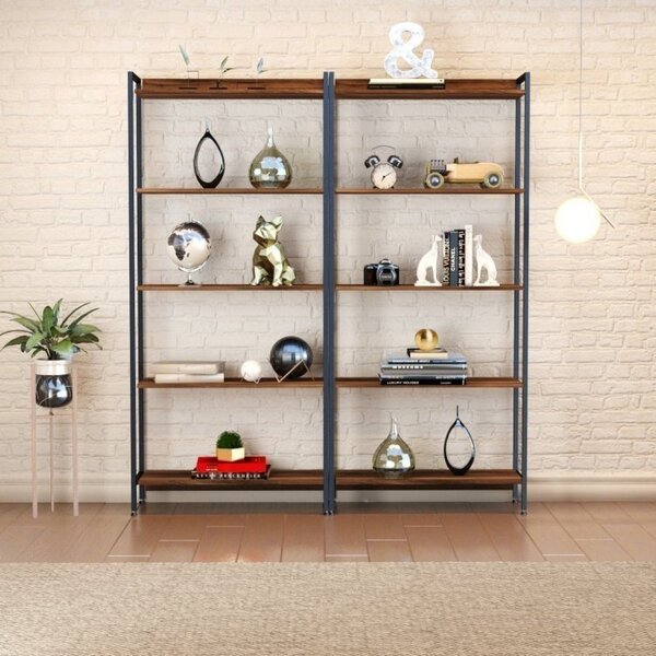 Kit 2 Estantes Para Livros Altas Industrial Aço 5 Prateleiras