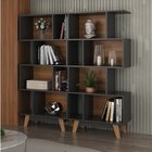 Kit 2 Estantes Para Livros Caracas 4 Nichos Grafite/nogal