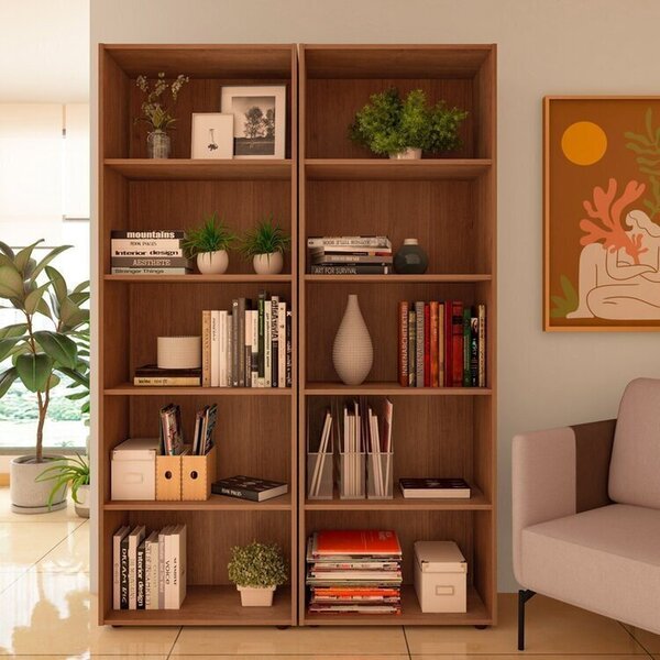 Kit 2 Estantes Para Livros Com 5 Prateleiras 120cmx60cm Cinam