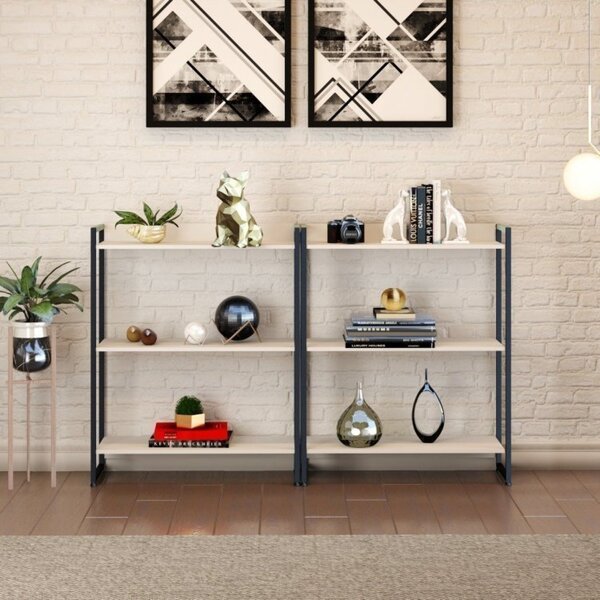 Kit 2 Estantes Para Livros Industrial 3 Prateleiras 104cmx160