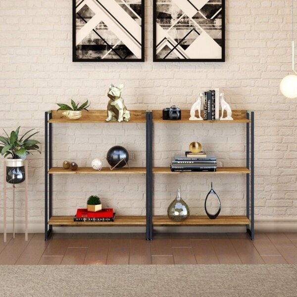 Kit 2 Estantes Para Livros Industrial 3 Prateleiras 104cmx160
