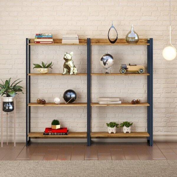 Kit 2 Estantes Para Livros Médias Industrial Aço 4 Prateleira