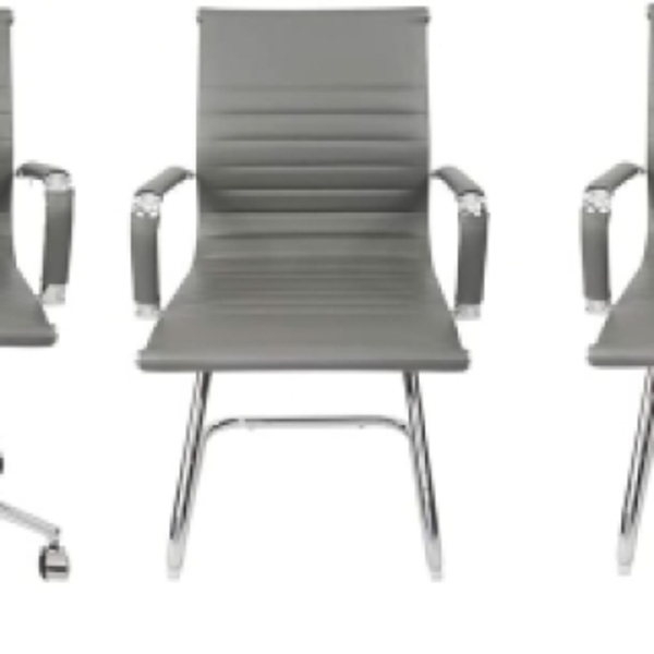 Kit 2 Esteirinha E 1 Secretária Executiva Cinza