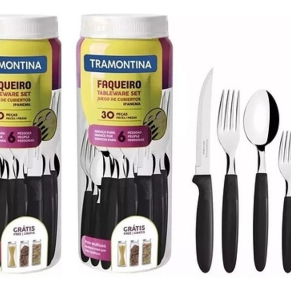 Kit 2 Faqueiros Ipanema Aco Inox 30 Pecas