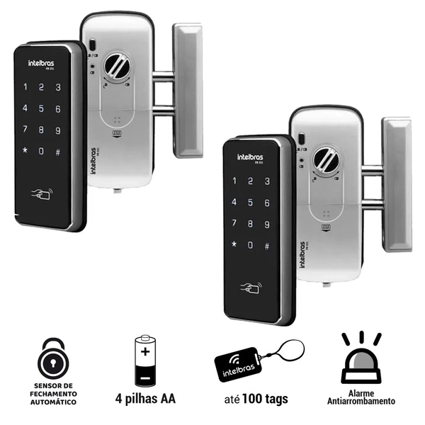 Kit 2 Fechaduras Digital De Sobrepor Fr201 Intelbras