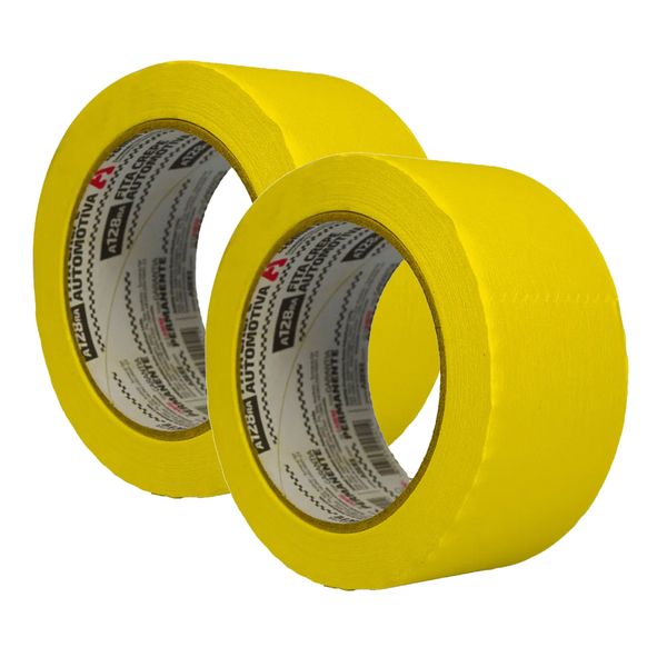 Kit 2 Fita Crepe Pintura Automotiva Amarela 48mm X 40m Adere
