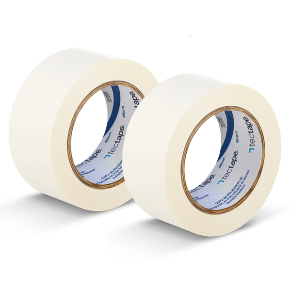 Kit 2 Fita Crepe Uso Geral Pintura 48mmx50m Bege Tectape