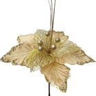 Kit 2 Flores Artificial Glitter Dourado Enfeite Natal 25cm