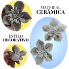 Kit 2 Flores Decorativas De Ceramica - Flor Cinza Enfeite