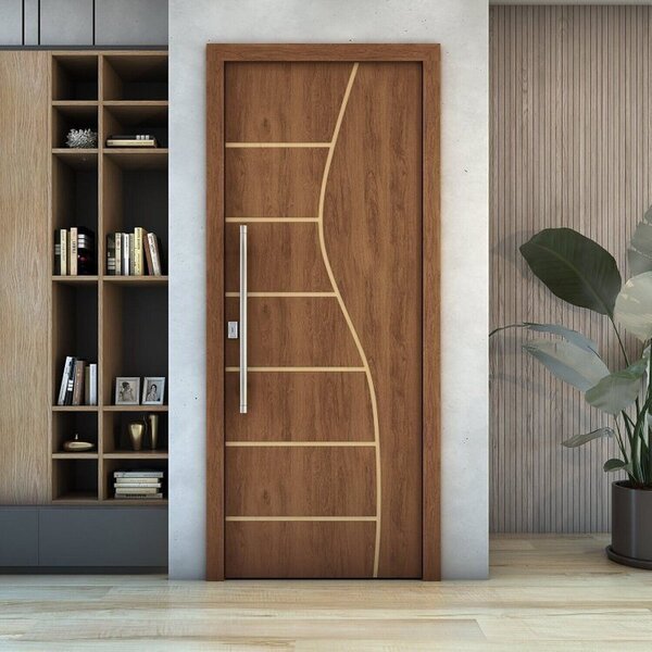 Kit 2 Folhas De Porta De Madeira Frisada 210x60cm Espessura 3