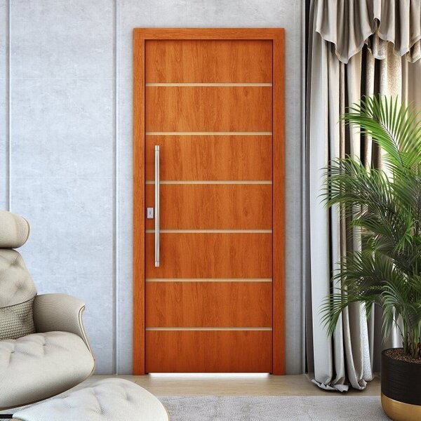 Kit 2 Folhas De Porta De Madeira Frisada 210x70 Espessura 3,5