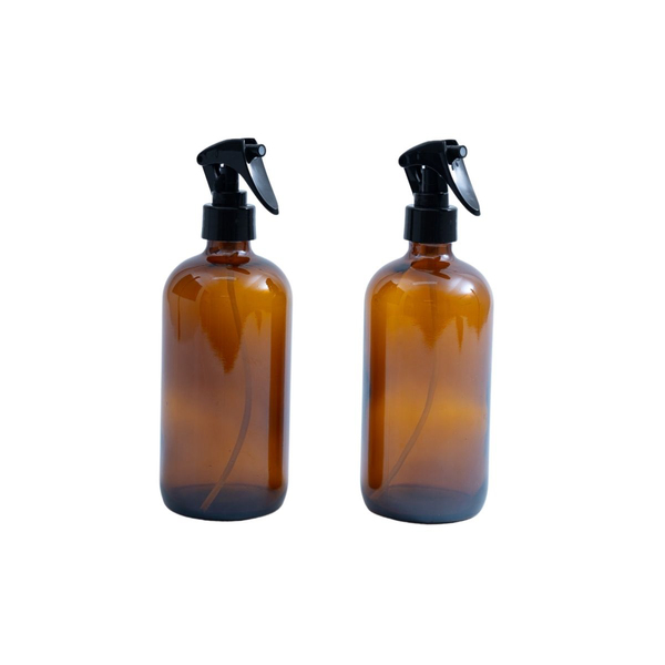 Kit 2 Frascos Vidro Âmbar Com Válvula Spray 480ml - Oikos Amb