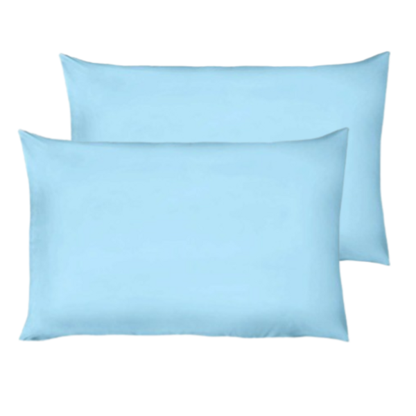 Kit 2 Fronhas Em Malha 100% Algodão Conforto Macio Azul Claro