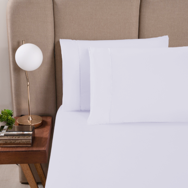 Kit 2 Fronhas Micropercal 300 Fios 70x50 Ponto Palito Branco