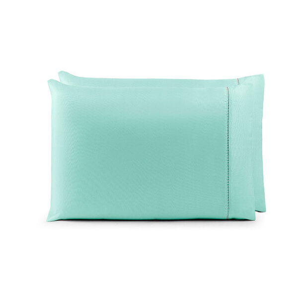 Kit 2 Fronhas Percal 200 Fios 70x50cm Sem Aba Azul Tiffany