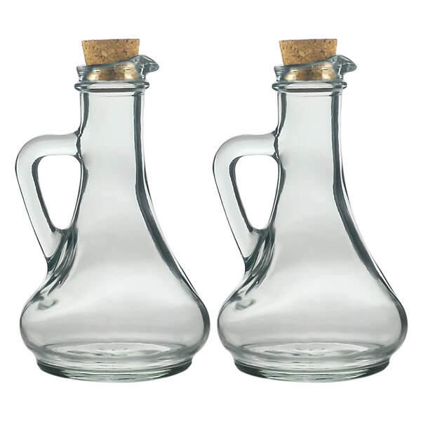 Kit 2 Galheteiros De Vidro Com Tampa De Rolha 250ml Azeite