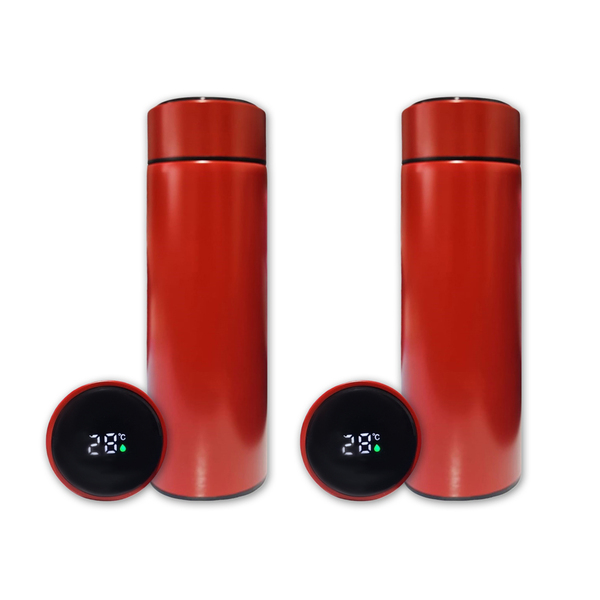 Kit 2 Garrafa Térmica Aço Inox Termômetro Digital Led 500ml V