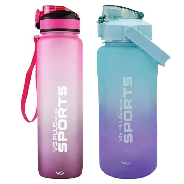 Kit 2 Garrafas Squeeze Plástico 2l + 1l Academia Vg+