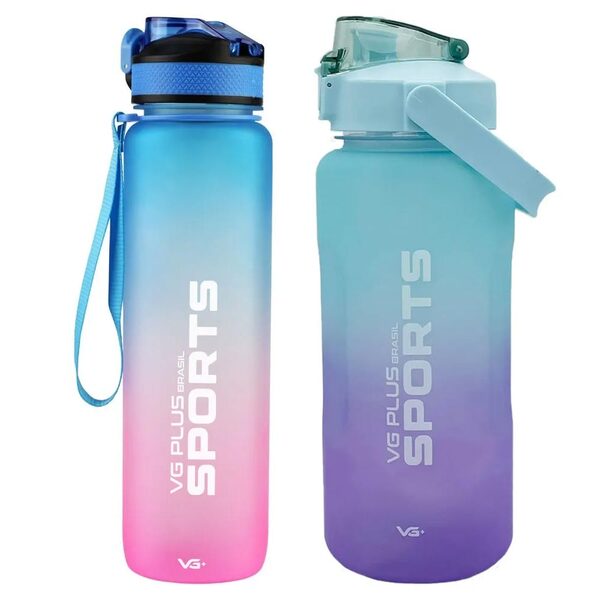Kit 2 Garrafas Squeeze Plástico 2l + 1l Academia Vg+