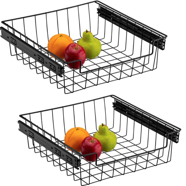 Kit 2 Gavetas Deslizantes Preta Para Embutir Trilho 37x38x10