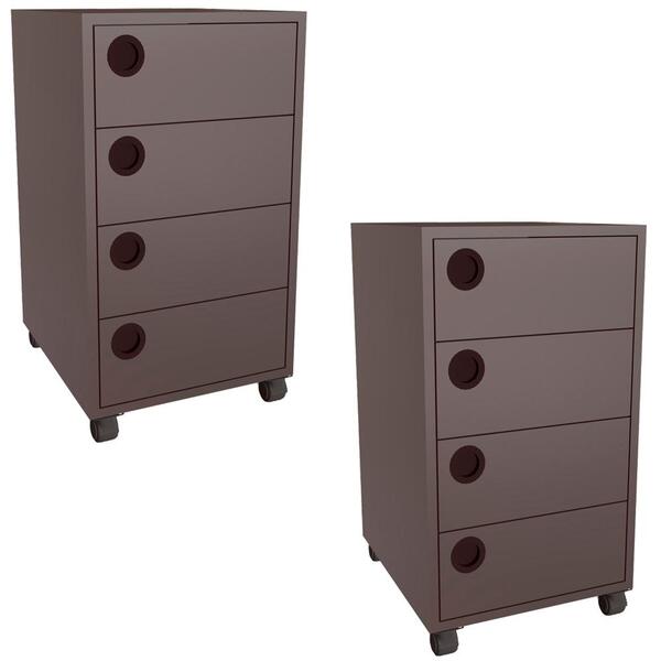 Kit 2 Gaveteiros 36 Cm Office 4 Gavetas Gv5030 Faem