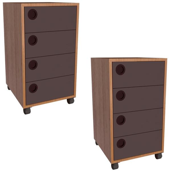 Kit 2 Gaveteiros 36 Cm Office 4 Gavetas Gv5034 Faem