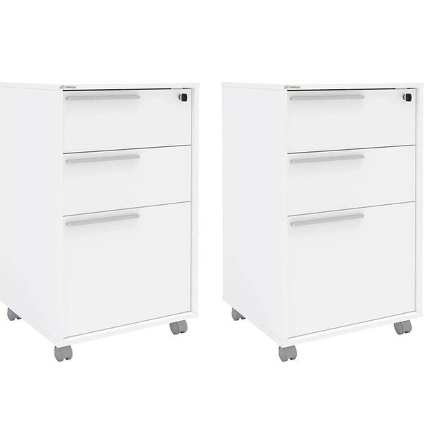 Kit 2 Gaveteiros 3 Gavetas Com Chave Maia Branco