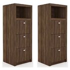 Kit 2 Gaveteiros 3 Gavetas Para Pasta Suspensa Me4118 Nogal