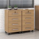 Kit 2 Gaveteiros 4 Gavetas Com Rodízios E Chave Gávea Freijó